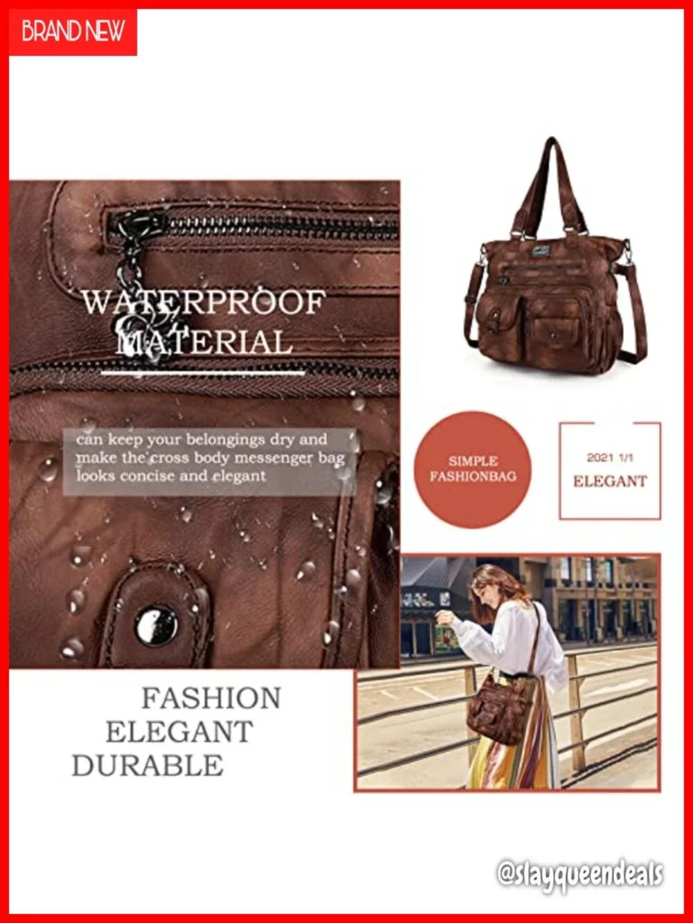 Large PU Leather Hobo Bag for Women Soft Waterproof Shoulder Crossbody Purse